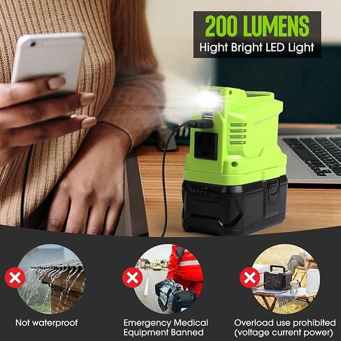 150W Phone Charger Adapter for Milwaukee M18 18V, URUN DC 18V to AC 120V Power Inverter Generator, Top Off Inverter Power Supply for Milwaukee with USB Port & LED Light & AC Outlet(No Battery) in Saudi Arabia