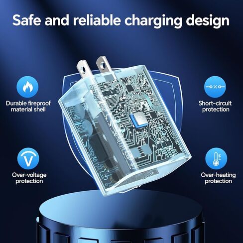 Dayaoncy Compatible with iPhone 16/15 Charge Fast Charging, 20W USB C Wall Charger with 3Pack 10FT USB C Cable, Type C Fast Charger Compatible with Phone/Android/Phone/Samsumg/Pad Yellow Blue Pink in Saudi Arabia