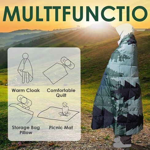 Puffy Camping Blanket Packable Waterproof Camping Blankets for Cold Weather Large Outdoor Blanket Warm Lightweight Hiking Blanket Down Alternative Puffy Blanket 78" x 55" in Saudi Arabia