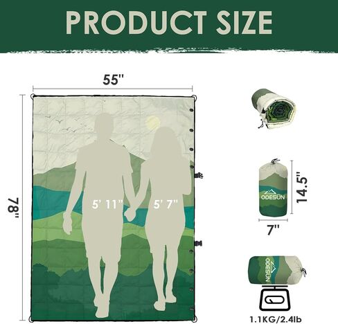 Puffy Camping Blanket Packable Waterproof Camping Blankets for Cold Weather Large Outdoor Blanket Warm Lightweight Hiking Blanket Down Alternative Puffy Blanket 78" x 55" in Saudi Arabia