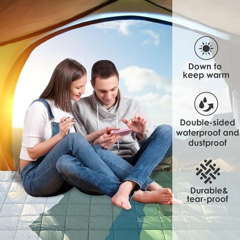 Puffy Camping Blanket Packable Waterproof Camping Blankets for Cold Weather Large Outdoor Blanket Warm Lightweight Hiking Blanket Down Alternative Puffy Blanket 78" x 55" in Saudi Arabia