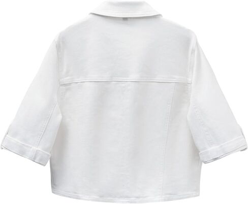 جاكيت Anienaya نسائي قصير الأكمام قابل للتمدد من قماش الدنيم بأزرار سفلية للصيف، جاكيت جينز قصير لسائقي الشاحنات in Kuwait