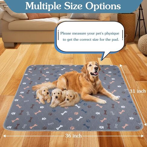 Washable Pee Pads for Dogs, Large 2 Pack 36"x48" Dog Pee Pads Washable, Waterproof Puppy Pads Mat Reusable Fast Absorbent Dog Potty Training Pads, Whelping Pads for Playpen Crate in Kuwait