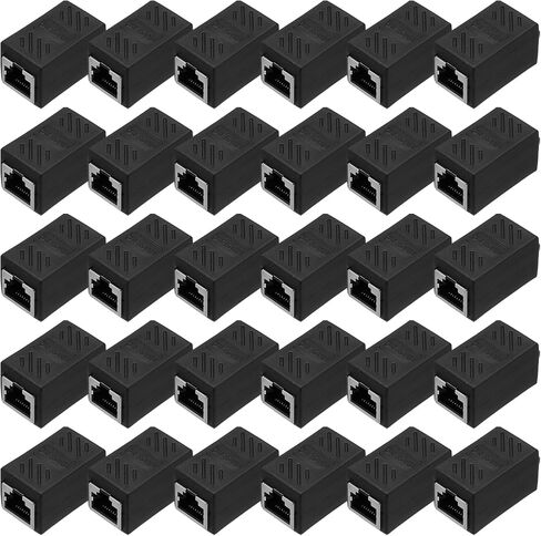 MECCANIXITY 30 Pack RJ45 Ethernet Coupler, Female to Female Cat6 Coupler Ethernet Extension Adapter Network Connector for Cat8/Cat7/Cat6/Cat5e/Cat5,Black in Saudi Arabia