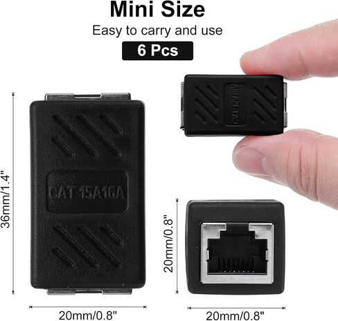 MECCANIXITY 30 Pack RJ45 Ethernet Coupler, Female to Female Cat6 Coupler Ethernet Extension Adapter Network Connector for Cat8/Cat7/Cat6/Cat5e/Cat5,Black in Saudi Arabia