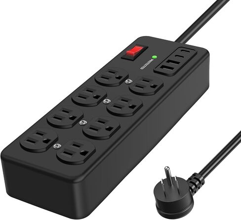 Metal Power Strip - 8 Outlet Heavy Duty Surge Protector with 20W USB Ports 15A 1200 Joules 6FT Cord for Home Office Kitchen Garage Industrial Workshop in Saudi Arabia