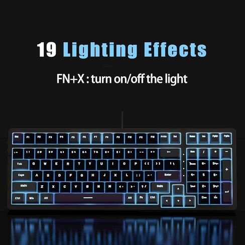 لوحة مفاتيح ألعاب ميكانيكية 100 مفتاح Mechanical ، لوحات مفاتيح مفاتيح حمراء ، إضاءة خلفية RGB ، لوحة مفاتيح سلكية 98 ٪ للعبة والمكتب in Kuwait