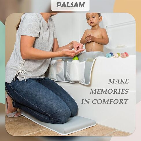 Bath Kneeler and Elbow Kneeling Rest Pad for Baby Bathing Parents, Comfortable Extra Thick Bath Kneeler Pad for Bathtub, Non Slip Pad Baby Bath Essentials with Bath Toy Storage for Tub-Grey in Saudi Arabia