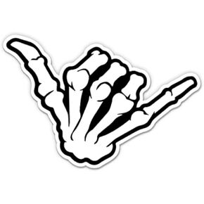 Skeleton Hand Shaka Sticker - 3" Laptop Sticker - Waterproof Vinyl for Car, Phone, Water Bottle - Skeleton Shaka Surf Decal