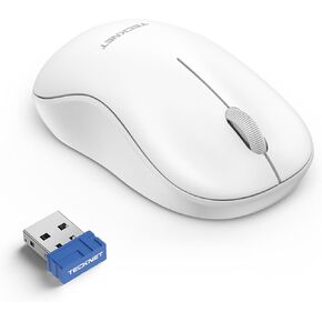 TECKNET Wireless Mouse for Laptop, 2.4G Silent Mouse Quiet Click, Small Portable Computer Mouse, 5 DPI Levels, Cordless Mice for PC, Chromebook, Mac - White