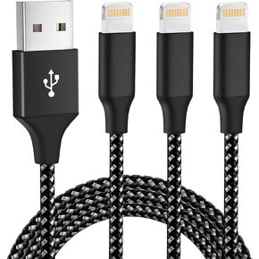 Phone Charger 3P 10FT Long and Durable Fast Charging Cord for Smartphone-Blackwhite