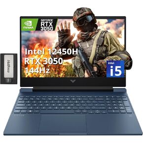HP Victus 15.6" 144Hz FHD Gaming Laptop, Intel i5-12450H, NVIDIA GeForce RTX 3050, 64GB RAM, 2TB PCIe SSD, Backlit Keyboard, Numeric Keypad, WiFi 6, Windows 11 Pro, Blue, 256GB Docking Station Set
