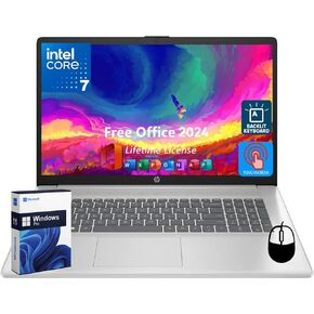 HP 17 Inch HD+ Touchscreen Laptop, Office 2024 Lifetime License, Core 7 150U Processor, Intel Graphics, 16 GB RAM, 1 TB SSD, Backlit Keyboard, Long Battery Life, Wi-Fi 6, Win 11 Pro, w/Accessories