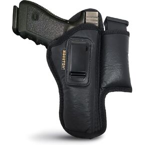 IWB Pistol Holster with Mag Pouch. Eco Leather Holsters for Beretta 92FS, FN 5.7, Canik TP9 SFX, Ruger 57, SIG P320 X5, Beretta APX Target, Glock 34 35 41, CZ 75 SP01 P09 Holster by Houston