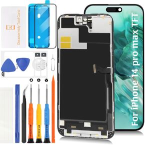 TFT for iPhone 14 Pro Max LCD [120Hz Promotion+Sensor Cable] Screen Replacement Display Touch Digitizer Assembly A2894 A2651 A2893 A2895 with Repair Tools