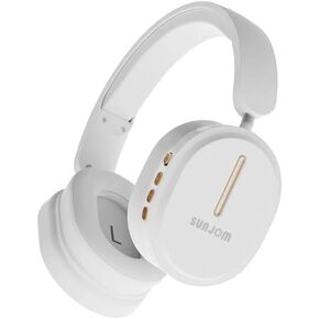 Inspire 28H Playtime Wireless and Wired Stereo HiFi Foldable FM Radio Over-Ear Bluetooth Headphones with Microphone for iPhone iOS Android-White