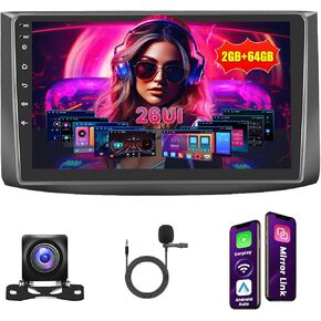 [2+64GB] Inefala Android Car Stereo Radio for Chevrolet Chevy Aveo 2006-2012 with Wireless Carplay Android Auto, 9 Inch HD Touchscreen with GPS WiFi Bluetooth FM/RDS EQ SWC 26UI Backup Camera MIC