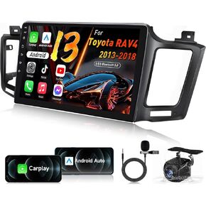 Car Radio Stereo for Toyota RAV4 2013-2018 : 4+32G 10.1 inch Touch Screen Wireless Carplay/Andriod Auto GPS Bluetooth 5G WiFi Mirror Link Backup Camera MIC