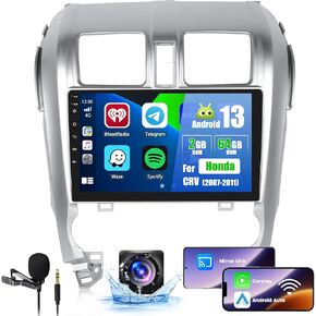 Car Radio for Honda CRV 2007 2008 2009 2010 2011: 2G+64G Car Stereo with Wireless Carplay Android Auto, 10.1 inch Touch Screen with Bluetooth Upgrade for CRV with GPS WiFi SWC FM RDS Dual USB