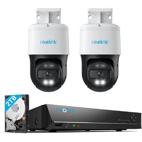 Reolink 4K PTZ Cameras Cameras System ، IP Poe Outdoor Cameras ، 355 ° PAN و 90 ° TILT ، ZOOM الرقمية ، تتبع السيارات ، الكشف الذكي ، 2x RLC-830A حزمة 1x RLN8-410 NVR مع 2TB HDD