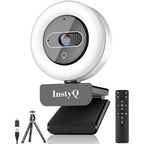 4K Pro Wecam, Ultra HD CMOS, Noise-Canceling Microphone, 3X Digital Zoom and Remote Control, with Light, Built-in Privacy Cover, Plug-n-Play, Wide Compatibility, for Streaming