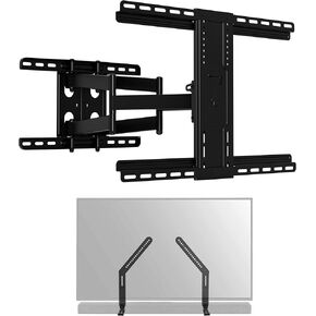SANUS Extra Large Full-Motion TV Wall Mount - Premium Design Fits Most Large TVs up to 90" + Universal Soundbar Mount - Supports Most Soundbars up to 15 lbs - Easy Install, Tool-Free Adjustments