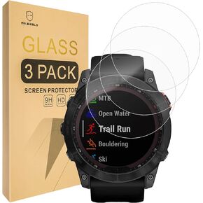 Mr.Shield Screen Protector compatible with Garmin fenix 7X/7X Solar/7X Sapphire Solar [Tempered Glass] [3-PACK] [Japan Glass with 9H Hardness]