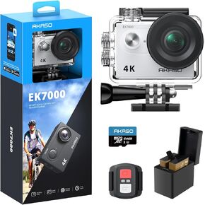 AKASO EK7000 4K30FPS 20MP WiFi Action Camera and 64GB microSDXC U3 Memory Card Bundle