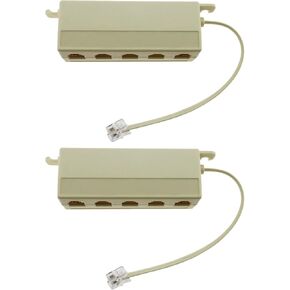 The Lord of the Tools 2pcs Five Way Telephone Splitter RJ11 6P4C Male to 5 Portlet Ports Sockets Adapter للوسطاء آلات الفاكس الخطوط المكتبية الثابتة