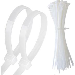 6 inch Cable Zip Ties Heavy Duty-100PCS, 0.3 in width Wire Ties with 110 lbs Strength, Self-Locking Nylon Tie Wraps, UV and Temperature Resistant for Home, Office, Garden, Workshop by Aroono(White)