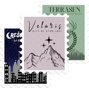 Set 3PCS 2 Inches - Cities Stamp - Velaris City of Starlight Stickers Terrasen Court of Galathynius Crescent City 2" Waterproof Vinyl Decal for Water Bottles Tumbler Laptop Car Gift for Girl Kid Boy