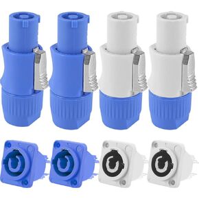for Powercon Connector 3 Pin Male Panel Mount Female for Neutrik Power Cable, AC 250V 20A Plug Jack Adapter for Stage Light LED Screen Audio Equipment, 8 Pcs