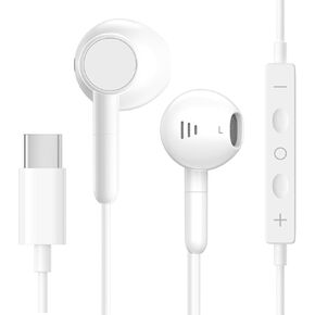 USB C Headphones for iPhone 16 15 Earbuds with Microphone & Volume Control HiFi Stereo Type C Earphones for Galaxy S23/S22/S21/S20/Ultra Note 10/20, for i-Pad Pro Pixel 7/6/6a/5/4 One-Plus 9 8-Black