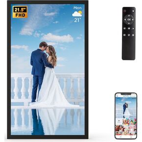 21.5 "WIFI-picture-ficture-frame كبيرة الإطار الإلكترونية-1920x1080 FHD IPS عرض تخزين 32 جيجابايت ، دورة تلقائية ، تحميل فيديو من الهاتف عبر البريد الإلكتروني للتطبيق ، السحابة الحرة ، هدية لعيد ميلاد Dad Dad New Year