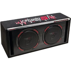 Cerwin Vega HED Series Single 12" Subwoofer - 250W RMS Car Audio System with Vented Enclosure, 2Ω, Mesh Grill, and Black Carpet Stitching for Enhanced Bass Experience H6E12SV
