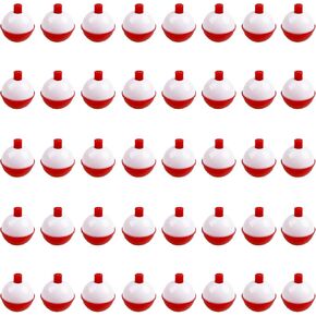 JSHANMEI Fishing Bobbers Hard ABS Push Button Round Buoy Red/White Snap-on Fishing Floats Bobbers Party Decoration