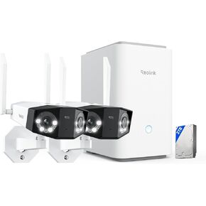 REOLINK Camera x 2 with Home Hub Pro Bundle, 2X 4K Dual-Lens WiFi Camera with Home Hub Pro, 2TB HDD Pre-Installed