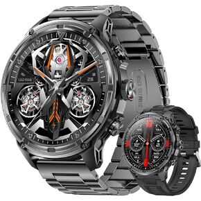 Military Smart Watches for Men with 710mAh Battery/Flashlight/50M Waterproof/1.85" HD Large Screen,100+ Sports Fitness Tracker Watch,Pedometer Mens Smart Watch for Android iPhone