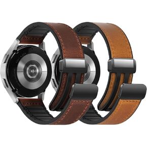 2 حزمة من الجلد المغناطيسي المتوافق مع Samsung Galaxy Watch 7/6/5/4/نشط 2 40 مم 44 مم/مشاهدة 6 الكلاسيكية 43 مم 47 مم/مشاهدة 5 Pro 45mm/Watch 4 الكلاسيكية 42 مم 46 مم ، حزام 20 مم للرجال in Kuwait