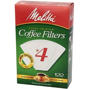 Melitta Cone Coffee Filters #4, Paper Coffee Filters for Electric and Non-Electric Cone Coffee Makers, White, 600 Count (6-100 Packs)