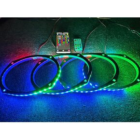 Sando Tech 4PCS 6×9'' Dream Color Chase LED Speaker Lights RGB Car Speaker Rings Spacer Ring Light Kit Car Coxial Lights Multiple Fit for Cat Truck Boat Powersport Bluetooth/Remote Ctrl