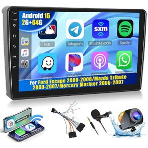 Android Car Stereo for Ford Escape 2000-2006/Mazda Tribute 2000-2007/Mercury Mariner 2005-2007 with CarPlay Android Auto 26UI 2GB+64GB
