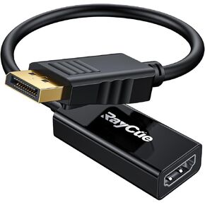 RayCue 4K DisplayPort to HDMI Adapter, Uni-Directional DP 1.2 to HDMI 2.0 Converter Cable Male to Female, Compatible with Laptop Desktop TV/HDTV Monitor Projector
