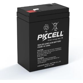 PKCELL 6 VOLT 4.5AH قابلة لإعادة شحن بطارية حمض الرصاص المحتملة ، بطاريات استبدال SLA (محطات F1) ، بطارية AGM SLA القابلة لإعادة الشحن لركوب تغذية الغزلان على السيارات على السيارات