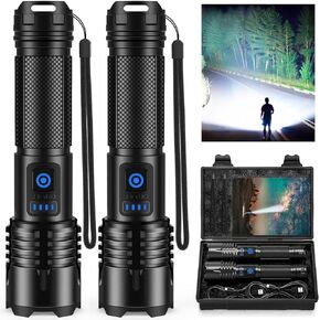 Rechargeable Led Flashlights High Lumens, 990000 LM Super Bright Flashlight Adjustable, Powerful 5 Modes Waterproof Flashlight Handheld Flash Light for Home Camping