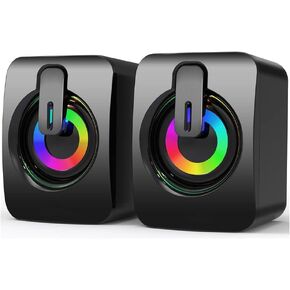 مكبر صوت الكمبيوتر ، مكبر الصوت USB Computer SPEAKER 2.0 STEREO مع أضواء LED رائعة لجهاز الكمبيوتر الشخصي على الكمبيوتر المكتبي الهاتف الذكي
