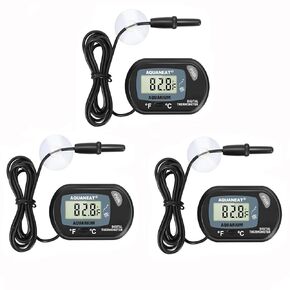 AQUANEAT 3 Pack Aquarium Thermometer, Reptile Thermometer, Fish Tank Thermometer, Digital Thermometer, Terrarium Water Temperature Test, with Large LCD Display