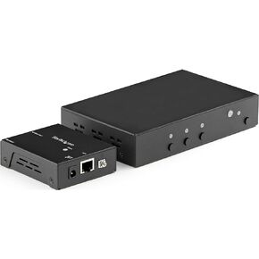 StarTech.com HDMI Extender Over CAT6 with 3 Port Video Switch, 4K 30Hz/115ft, HDBaseT HDMI Extender Kit, IR Control, 4K Video Over Ethernet w/Automatic HDMI Switcher, HDMI Switch Box, TAA