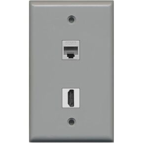 RiteAV - 1 Cat6 Ethernet and 1 HDMI Port Wall Plate - Stainless Steel