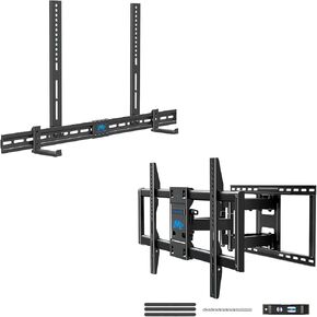 Mounting Dream MD2298-XL Full Motion TV Wall Mount TV Bracket for Most 42-90 Inch TV and MD5425 Soundbar Mount Sound Bar TV Bracket with Holes/Without Holes